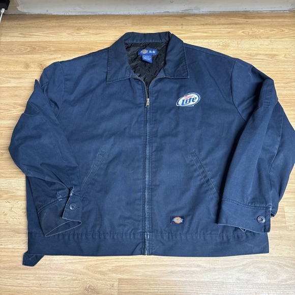 Dickies Eisenhower Jacket Men 2XL Navy Blue Vendor Patch Zip Work Quilted Lining - Picture 1 of 13